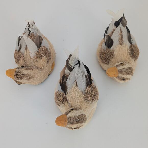 Trio Sisal Ducklings Easter Decor Baby Water Fowl Straw Bristle Feather Bird VTG - Picture 6 of 10